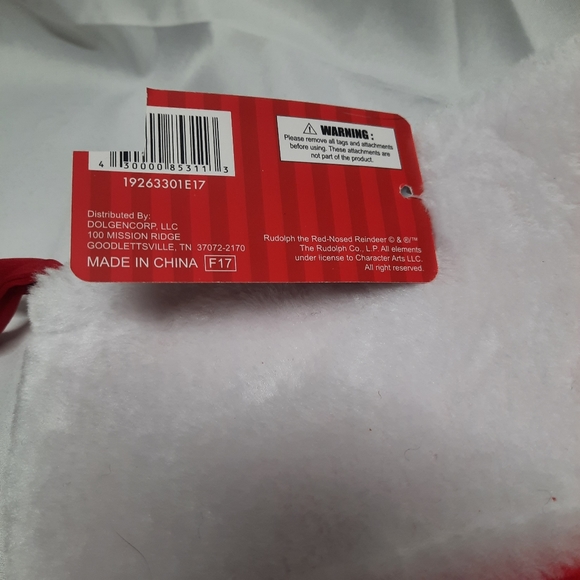 NWT 2017 Rudolph & Clarice Stocking 16.75" H 9" across widest 7" shortest width - Picture 3 of 4